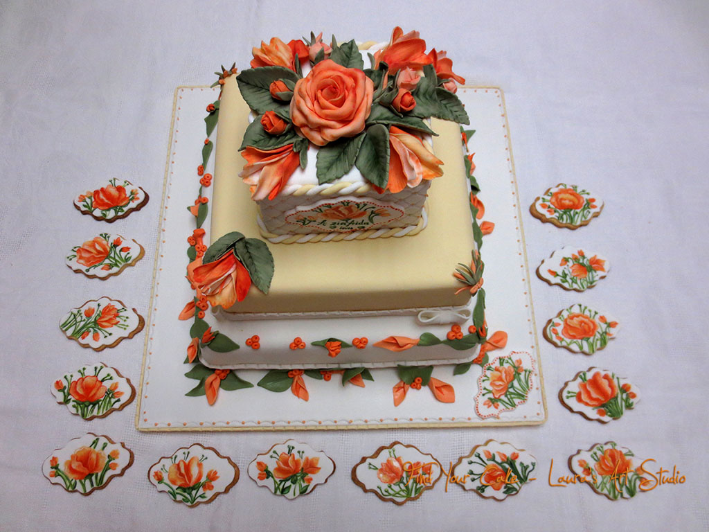 Progetto compleanno: torta e biscotti a tema floreale